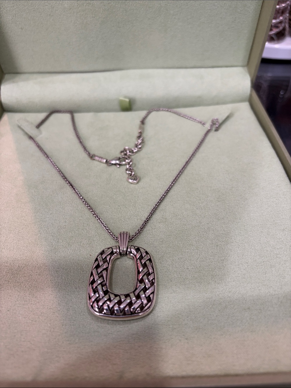 Brighton Silver Woven Rectangle Pendant Necklace Reversible